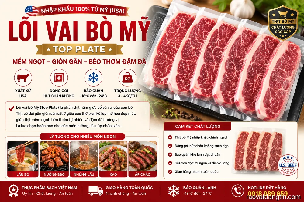 Lõi vai bò Mỹ nhập khẩu mềm ngon không ngấy