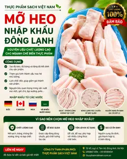 Mỡ heo đông lạnh nguyên liệu làm xúc xích cao cấp
