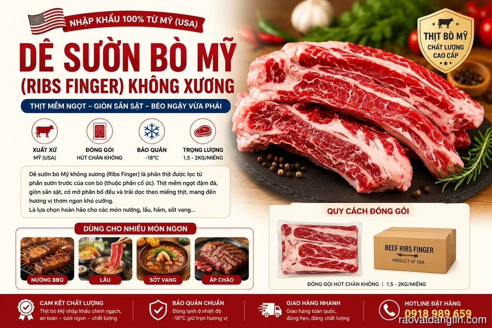 Thịt dẻ sườn bò Mỹ ngon sạch, an toàn thực phẩm