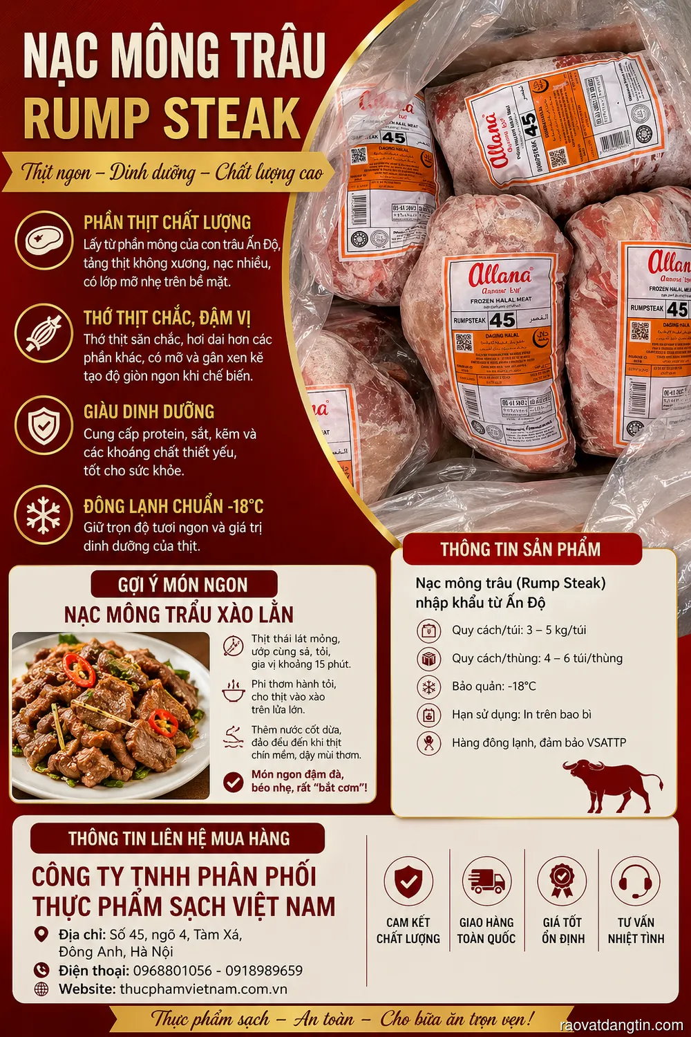 Nạc mông trâu M45 nhập khẩu nguồn hàng ổn định quanh năm