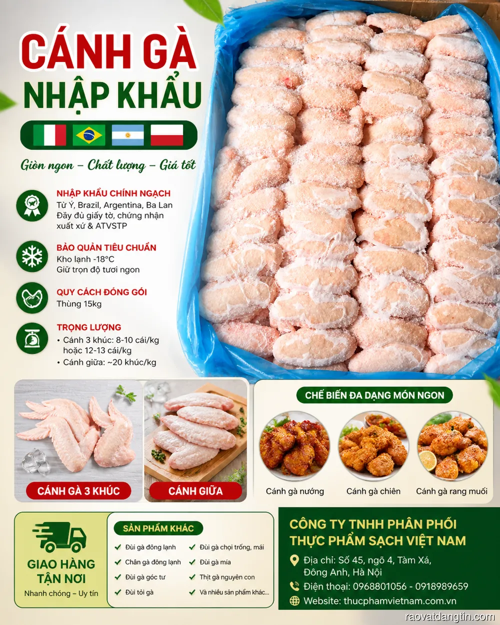 Cung Cấp Cánh Gà Khúc Giữa Cho Nhà Hàng, Quán Ăn