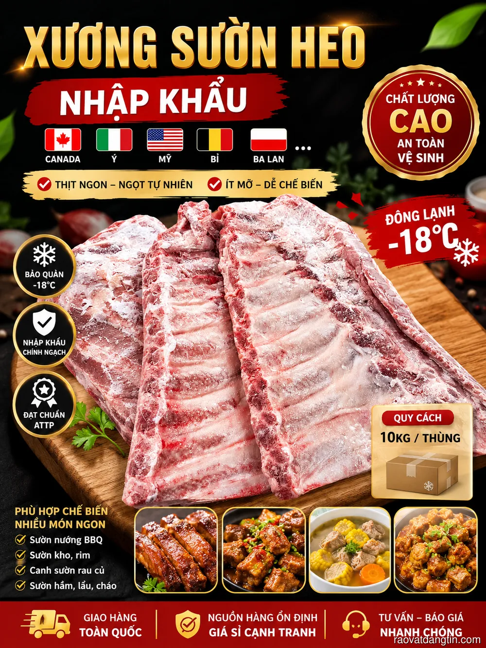 Sườn Heo Đông Lạnh Nguồn Hàng Ổn Định Quanh Năm