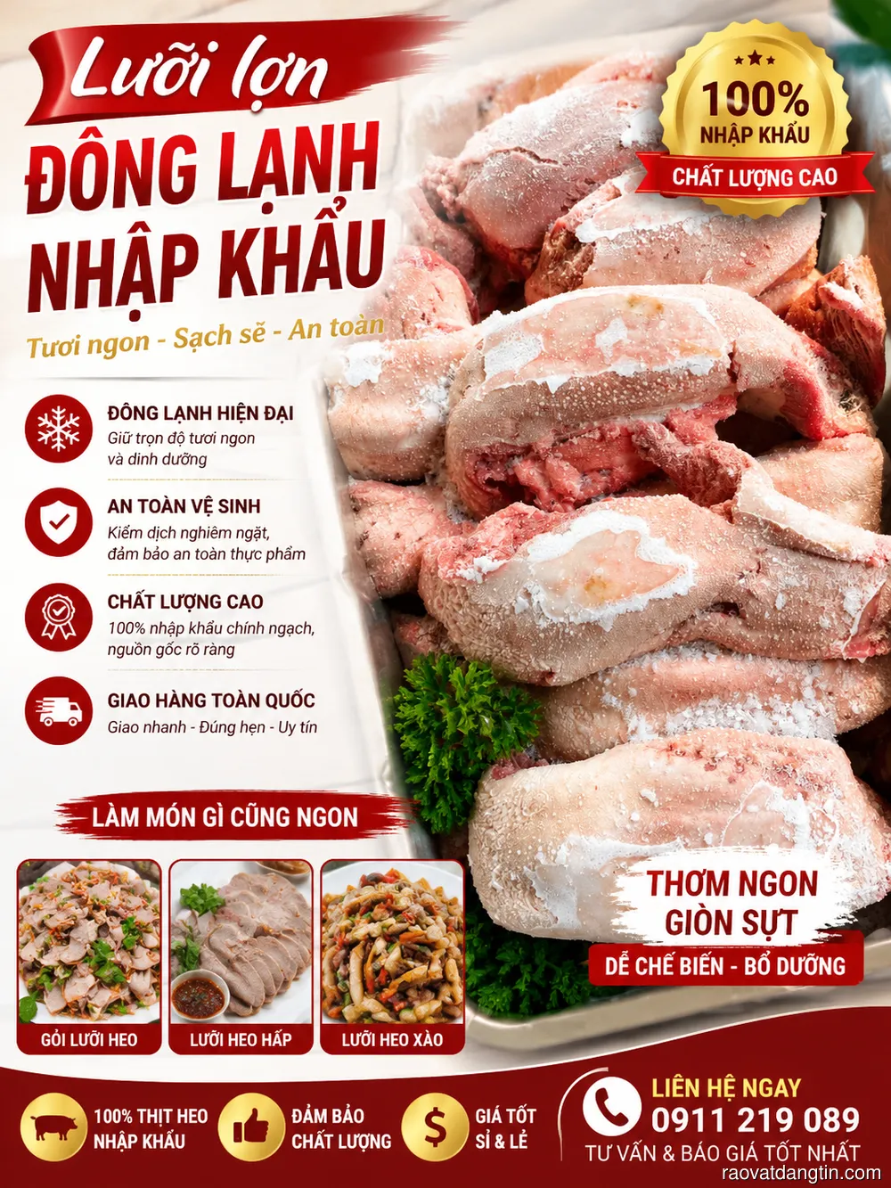 Bán Buôn Lưỡi Heo Đông Lạnh Toàn Quốc