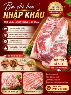Thịt Ba Chỉ Heo Đông Lạnh Cho Bếp Ăn Công Nghiệp
