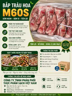 Bắp Hoa Trâu Đông Lạnh – Gân Giòn Tự Nhiên, Thịt Mềm Ngọt